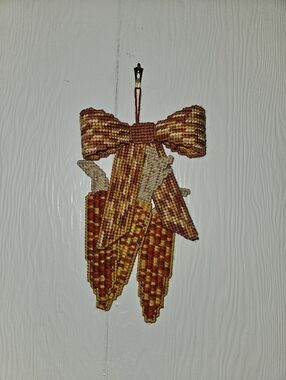 New Handmade Vintage Plastic Canvas Indian Corn Wall/Door Decor Thanksgiving